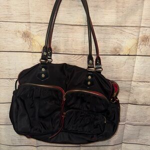 Black MZ Wallace Kate Bag With Gold & Red Accents